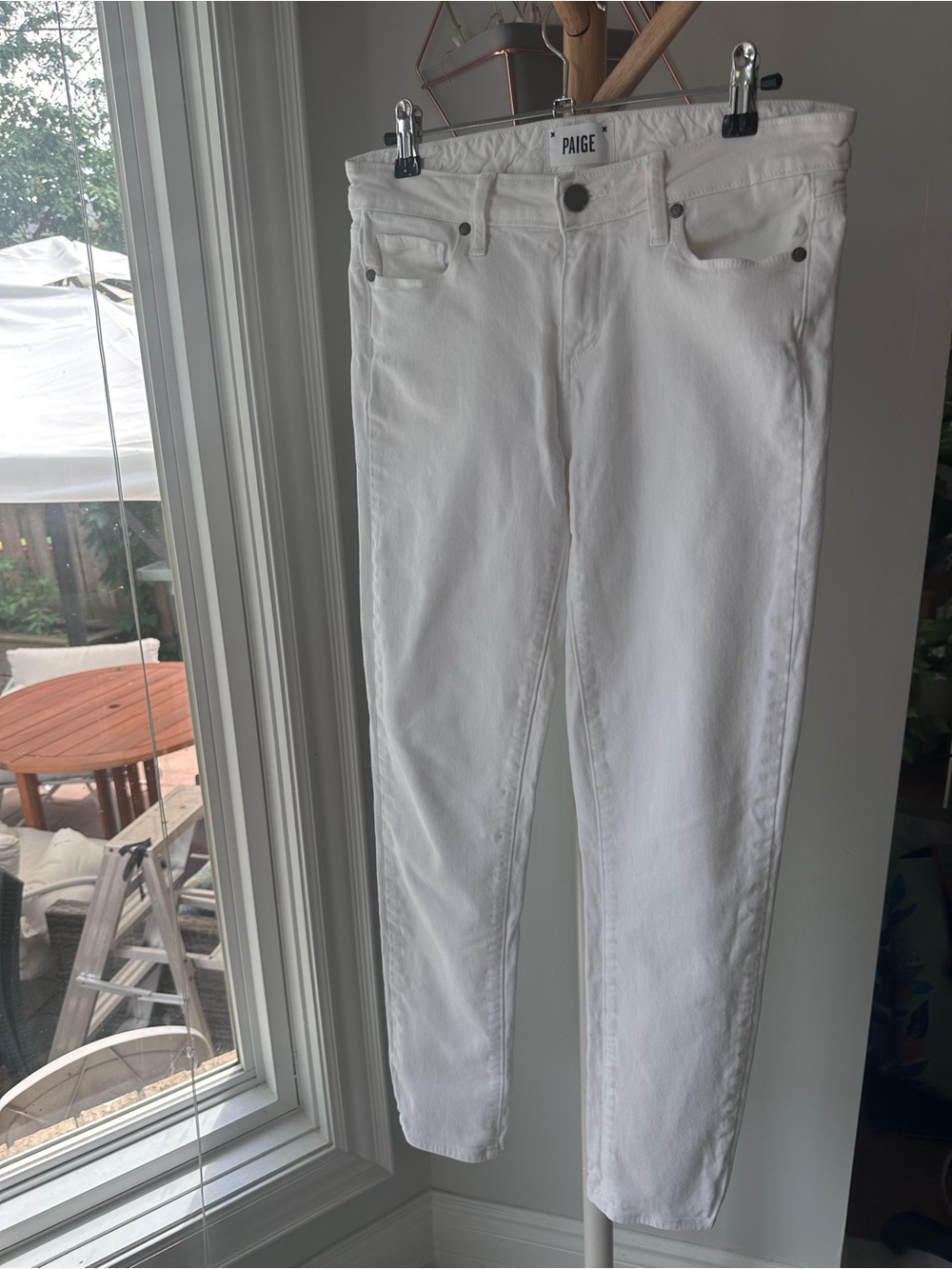 PAIGE White Slim Straight Skinny High-Rise Jeans Denim Pants Classic Size 28